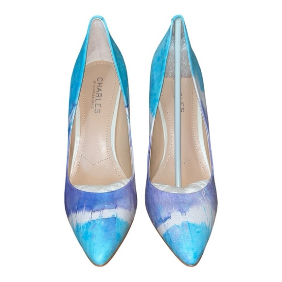 NIB Charles by Charles David stilettos size 9 tye die leather blue artsy fall - Picture 4 of 11